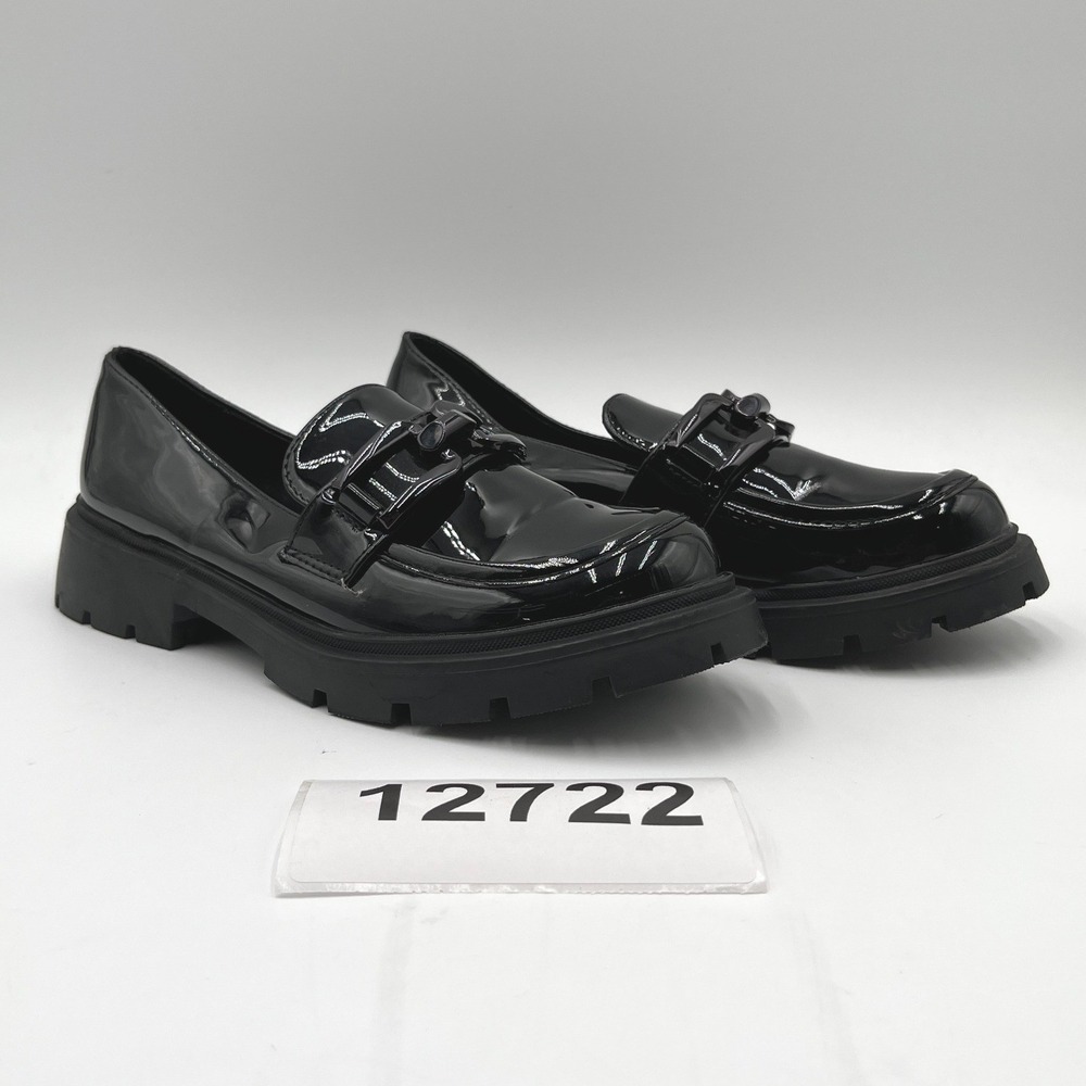 Vera Creation Shoes Womens 6.5 Black Patent Leather Chunky Platform Loafers